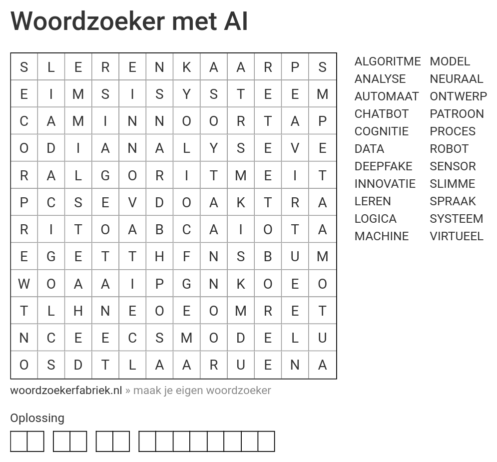 Woordzoeker Woordzoeker met AI