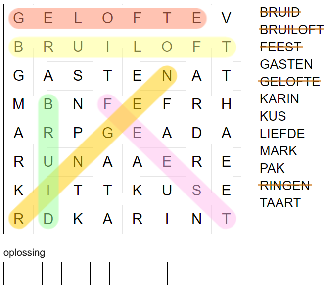 Wonderbaarlijk Woordzoeker maken met oplossing - woordzoekerfabriek.nl VV-61